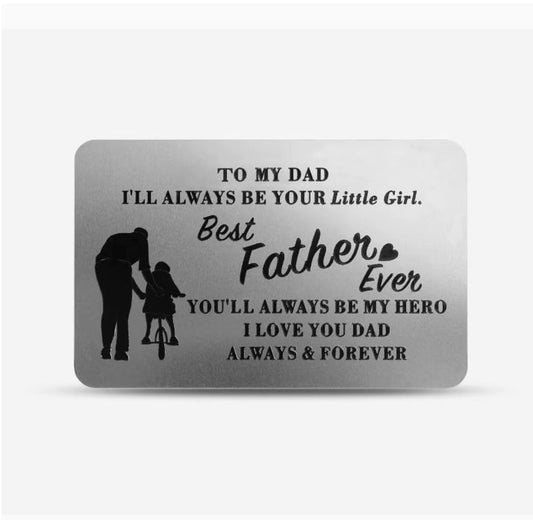 To My Dad Best Father Ever metal wallet card gift from daughter