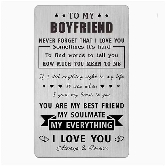 To My Boyfriend My Everything heavy duty metal wallet card gift