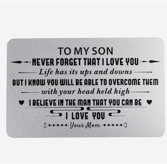 To My Son Life's Ups and Downs heavy duty metal wallet card gift