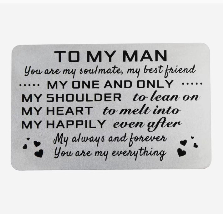 To My Man My One and Only heavy duty metal wallet card gift