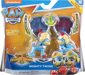 Paw Patrol, Mighty Pups Super PAWs, Mighty Twins Light Up Figures 2-Pack, for Kids Aged 3 and Up